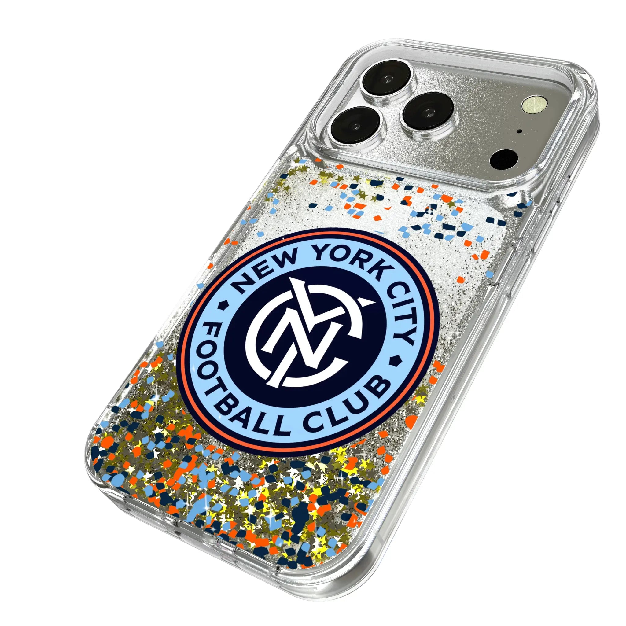 New York City FC Confetti iPhone Glitter Phone Case for Apple iPhone - Isometric View