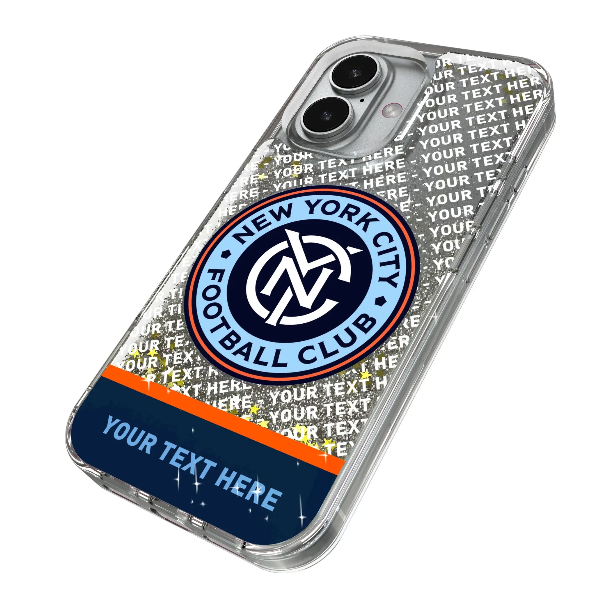 New York City FC Personalized EndZone Plus iPhone Glitter Phone Case for Apple iPhone - Isometric View