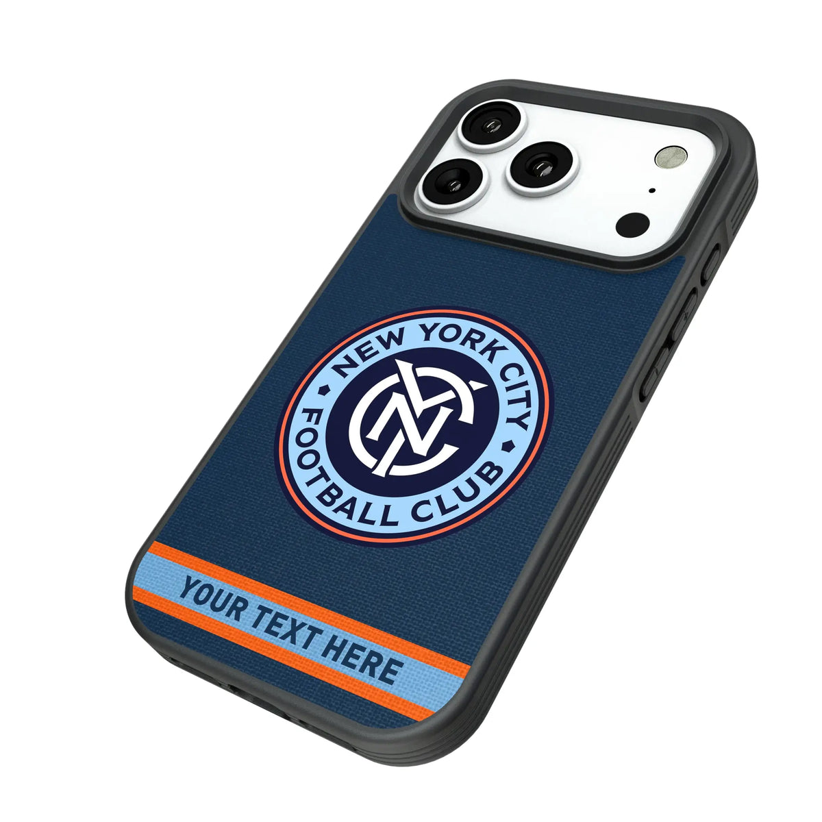 New York City FC Personalized Stripe iPhone Bump Phone Case for Apple iPhone - Isometric View#Device_iPhone 18 Pro