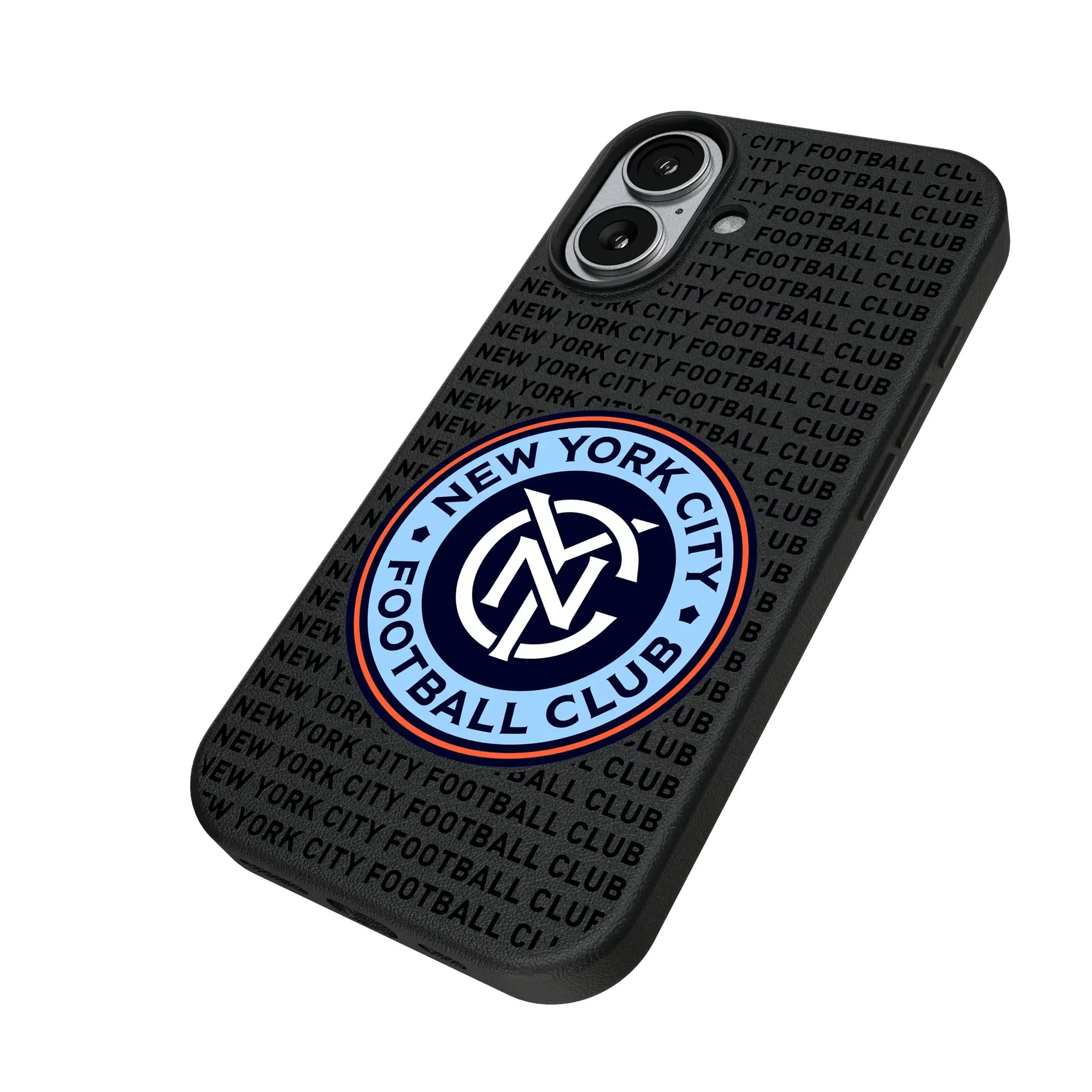 New York City FC Text Backdrop iPhone MagSafe Compatible Phone Case for Apple iPhone - Isometric View#Device_iPhone 17