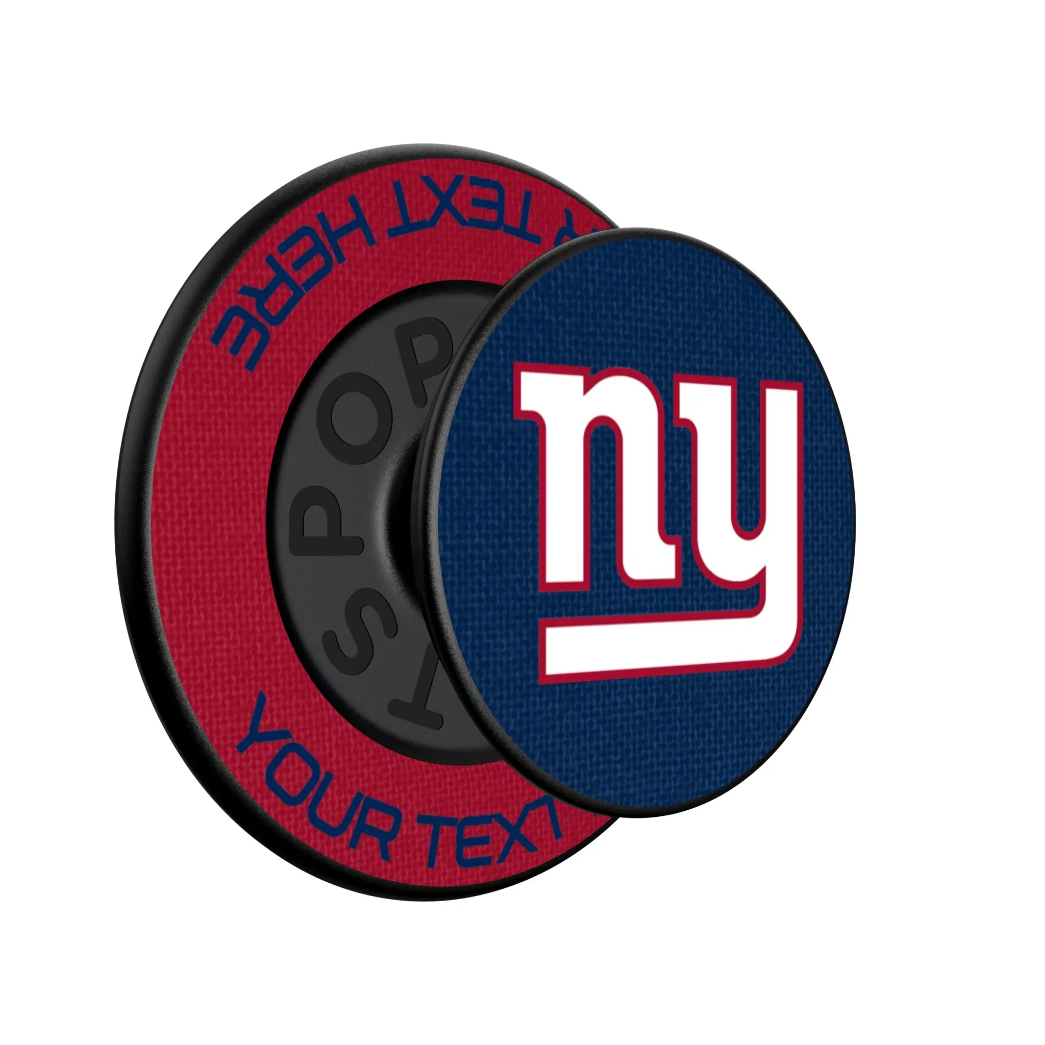 New York Giants Personalized Endzone Solid Popsockets Round Magnetic - Isometric View
