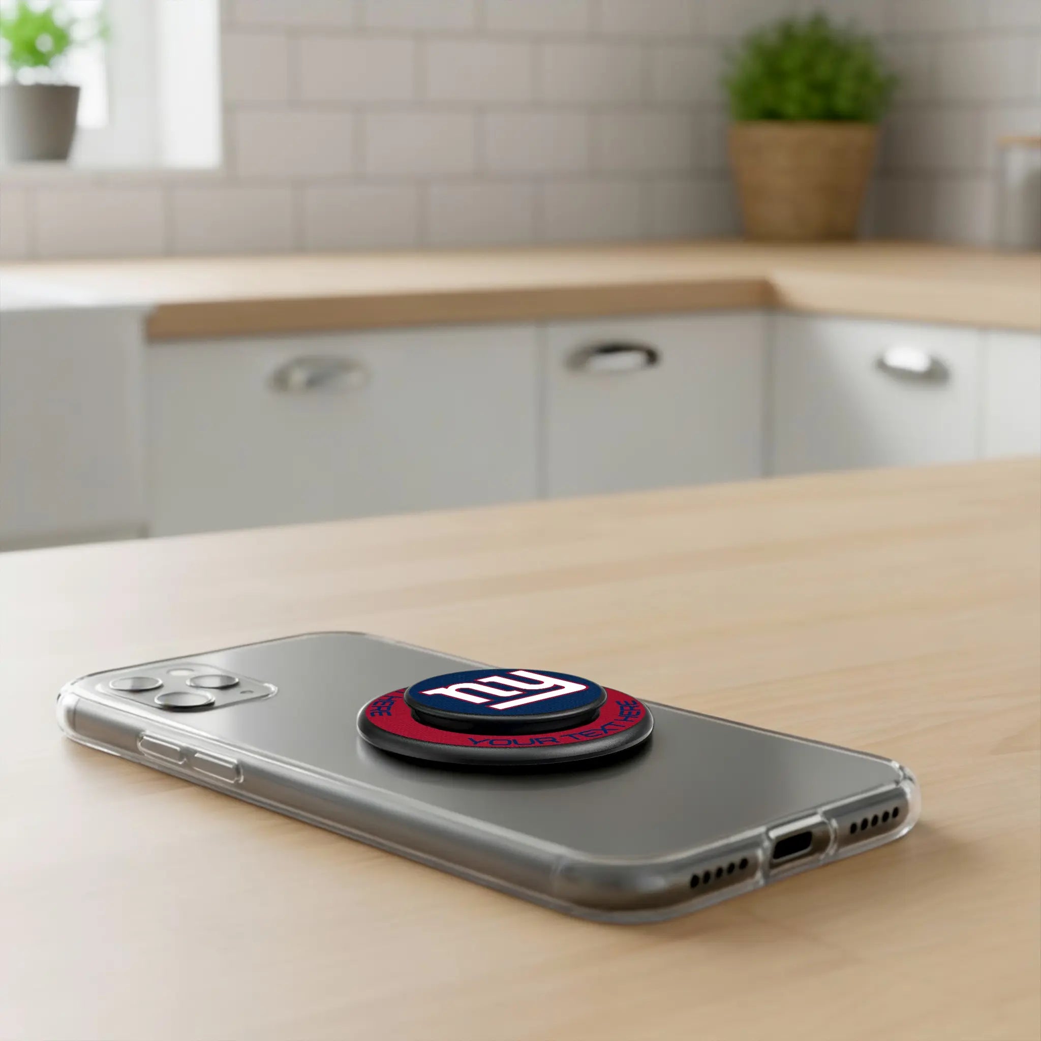 New York Giants Personalized Endzone Solid Popsockets Round Magnetic - Lifestyle