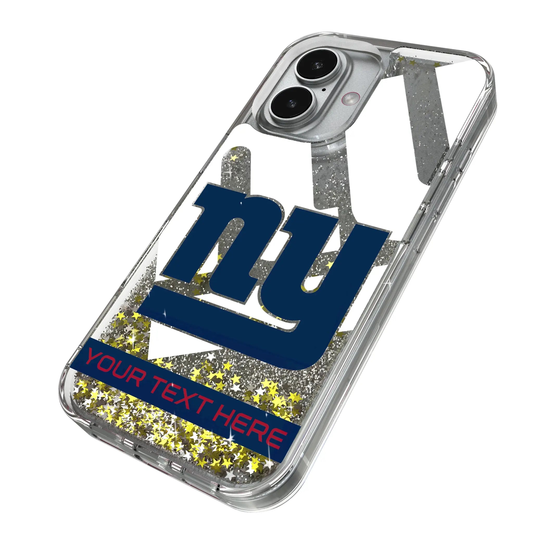 New York Giants Personalized Tilt iPhone Glitter Phone Case for Apple iPhone - Isometric View