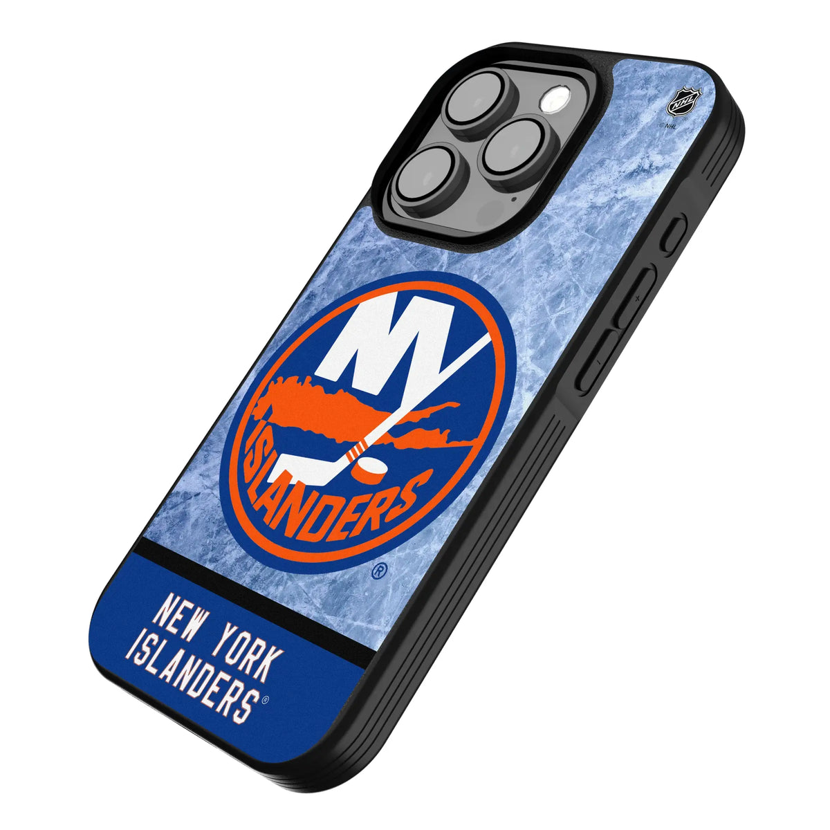 New York Islanders Ice Wordmark iPhone Bump Phone Case for Apple iPhone - Isometric View