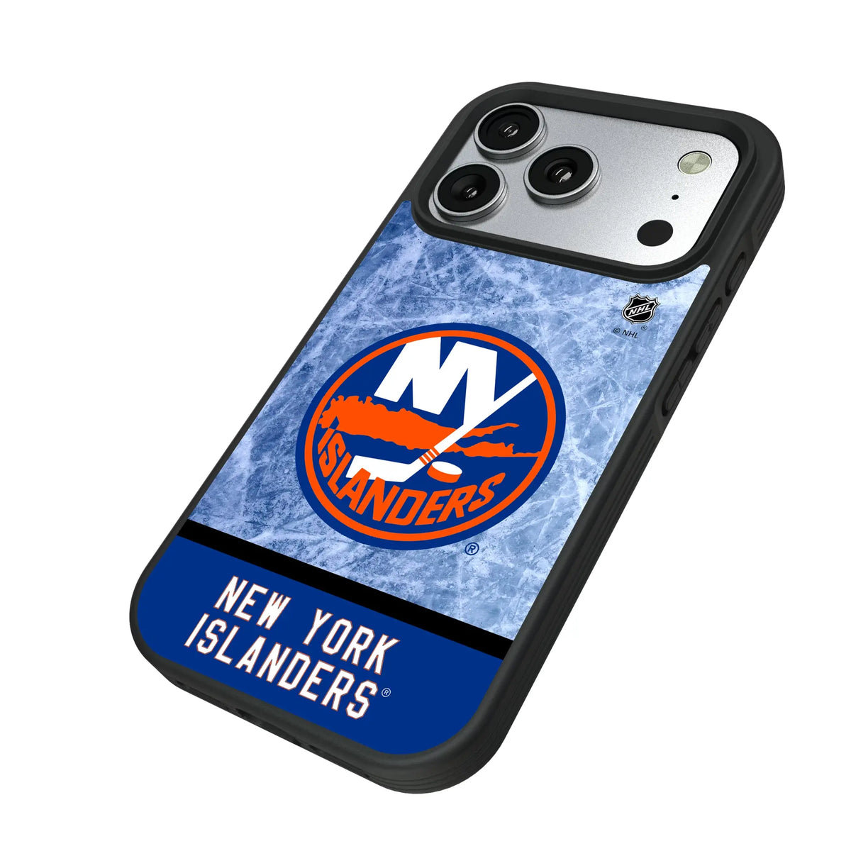 New York Islanders Ice Wordmark iPhone Bump Phone Case for Apple iPhone - Isometric View#Device_iPhone 17 Pro