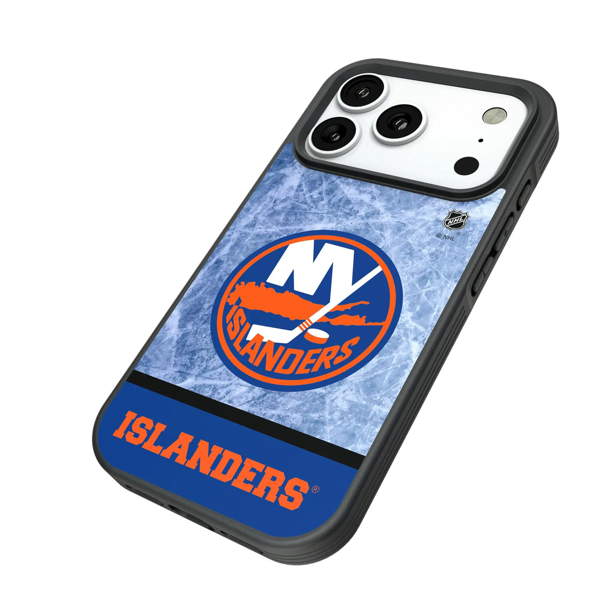 New York Islanders Ice Wordmark iPhone Bump Phone Case for Apple iPhone - Isometric View#Device_iPhone 18 Pro