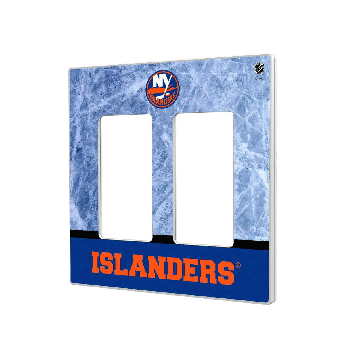 New York Islanders Ice Wordmark Hidden-Screw Light Switch Plate#Style_Double Rocker