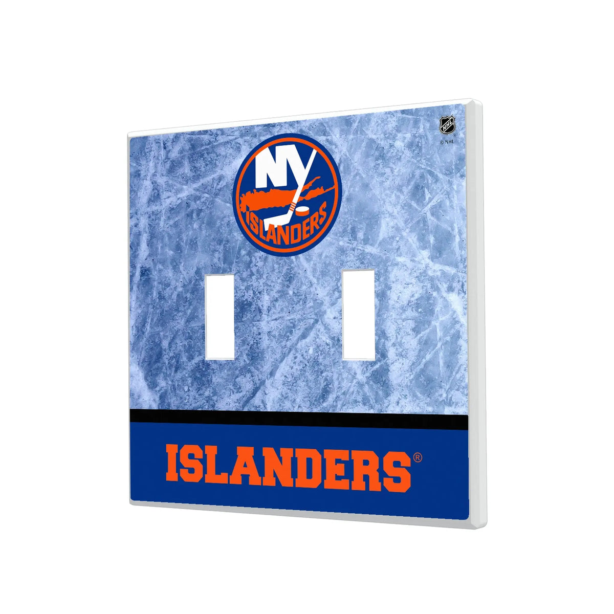 New York Islanders Ice Wordmark Hidden-Screw Light Switch Plate#Style_Double Toggle
