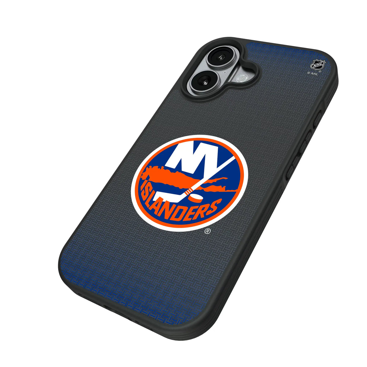 New York Islanders Linen iPhone Bump Phone Case for Apple iPhone - Isometric View#Device_iPhone 17
