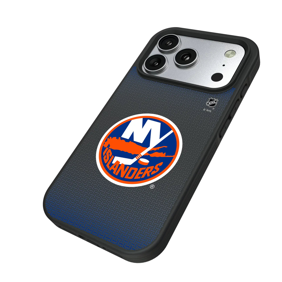 New York Islanders Linen iPhone Bump Phone Case for Apple iPhone - Isometric View#Device_iPhone 17 Pro