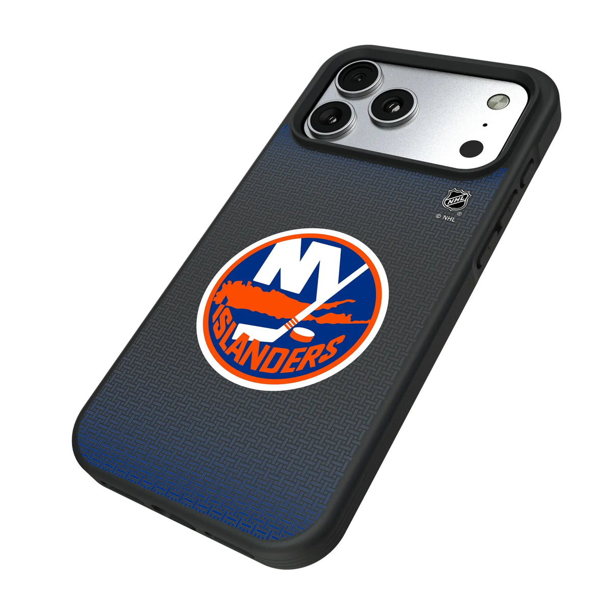 New York Islanders Linen iPhone Bump Phone Case for Apple iPhone - Isometric View#Device_iPhone 17 Pro Max