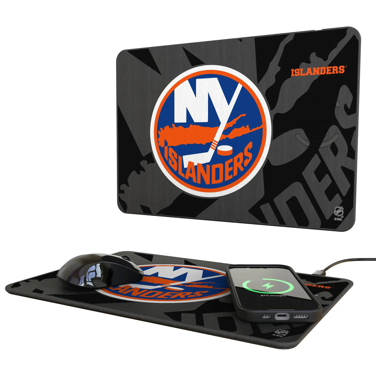 New York Islanders Monocolor Tilt 15-Watt Wireless Charger and Mouse Pad