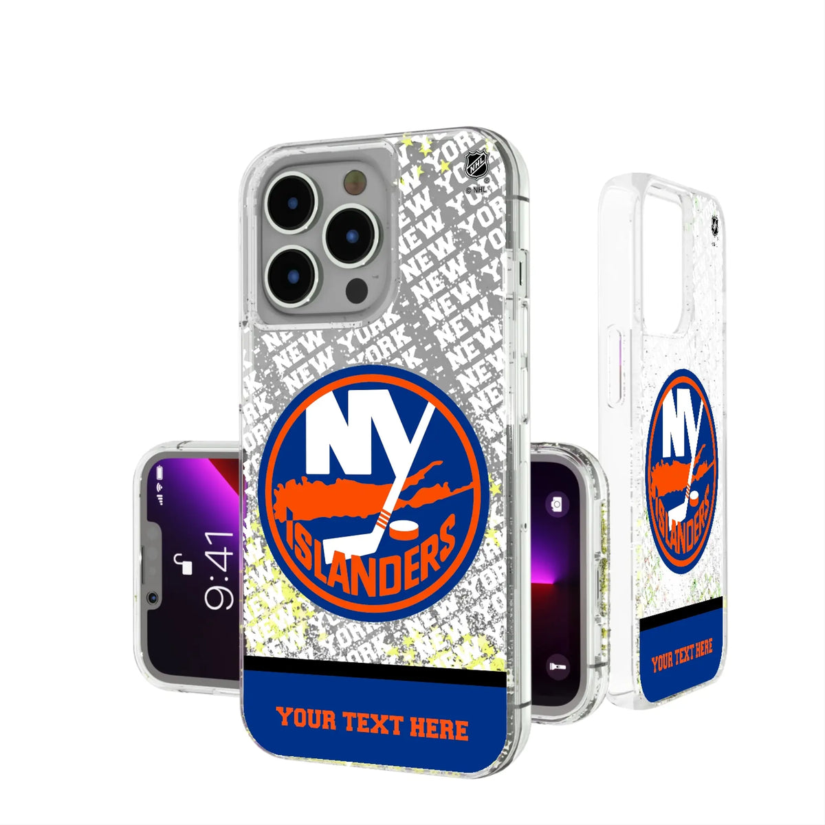 New York Islanders Personalized EndZone Plus iPhone Glitter Phone Case for Apple iPhone#Device_iPhone 13 Pro