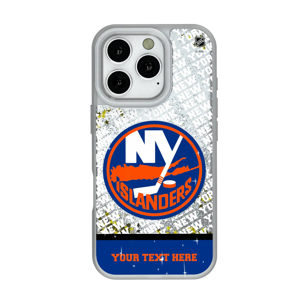 New York Islanders Personalized EndZone Plus iPhone Glitter Phone Case for Apple iPhone#Device_iPhone 16 Pro