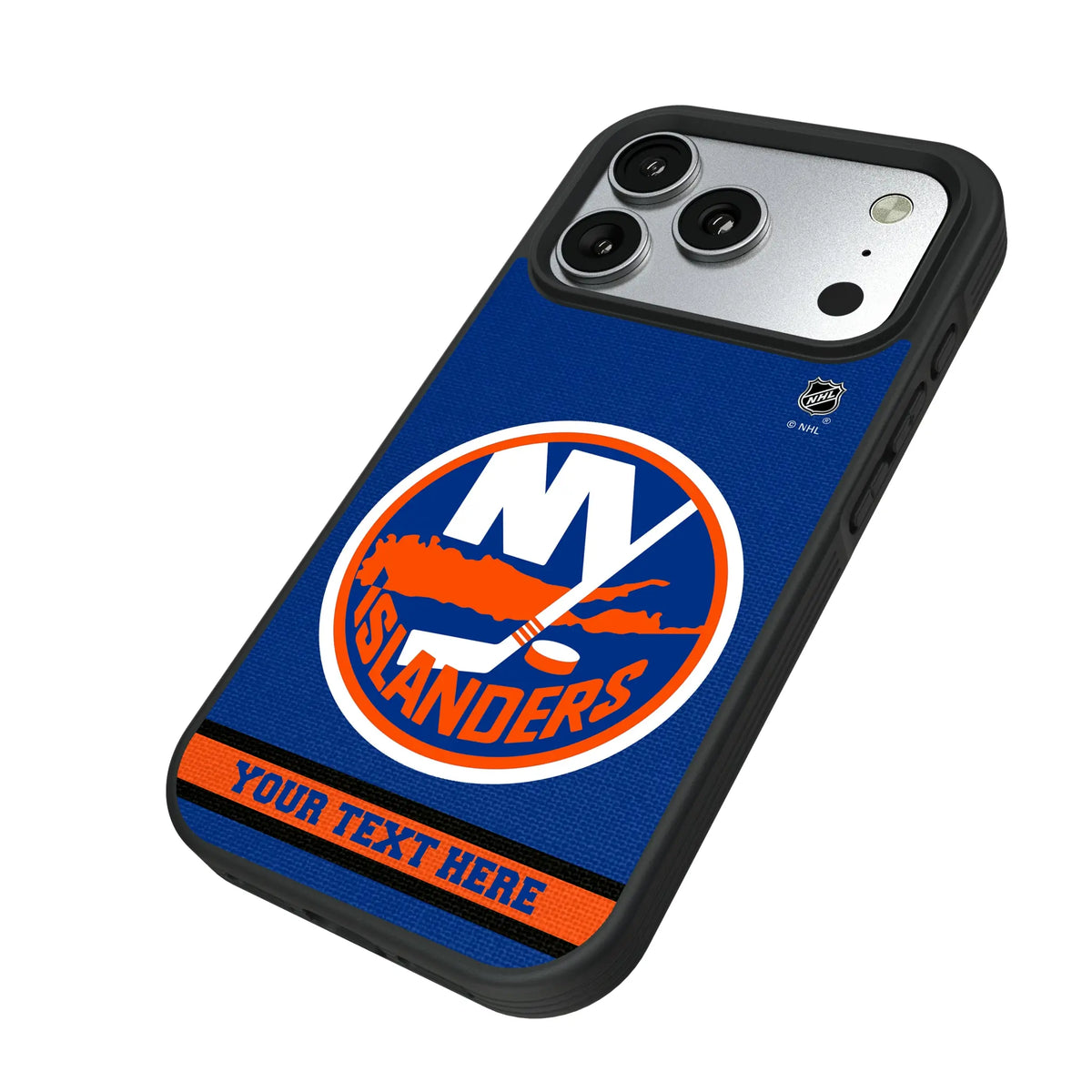 New York Islanders Personalized Stripe iPhone Bump Phone Case for Apple iPhone - Isometric View#Device_iPhone 17 Pro