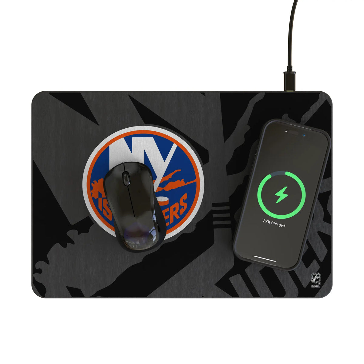 New York Islanders Personalized Tilt 15-Watt Wireless Charger and Mouse Pad - Lifestyle