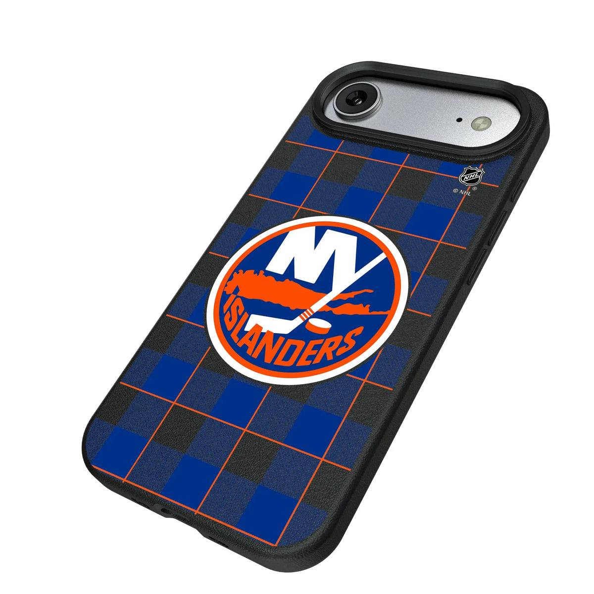 New York Islanders Plaid iPhone MagSafe Compatible Phone Case for Apple iPhone - Isometric View#Device_iPhone Air
