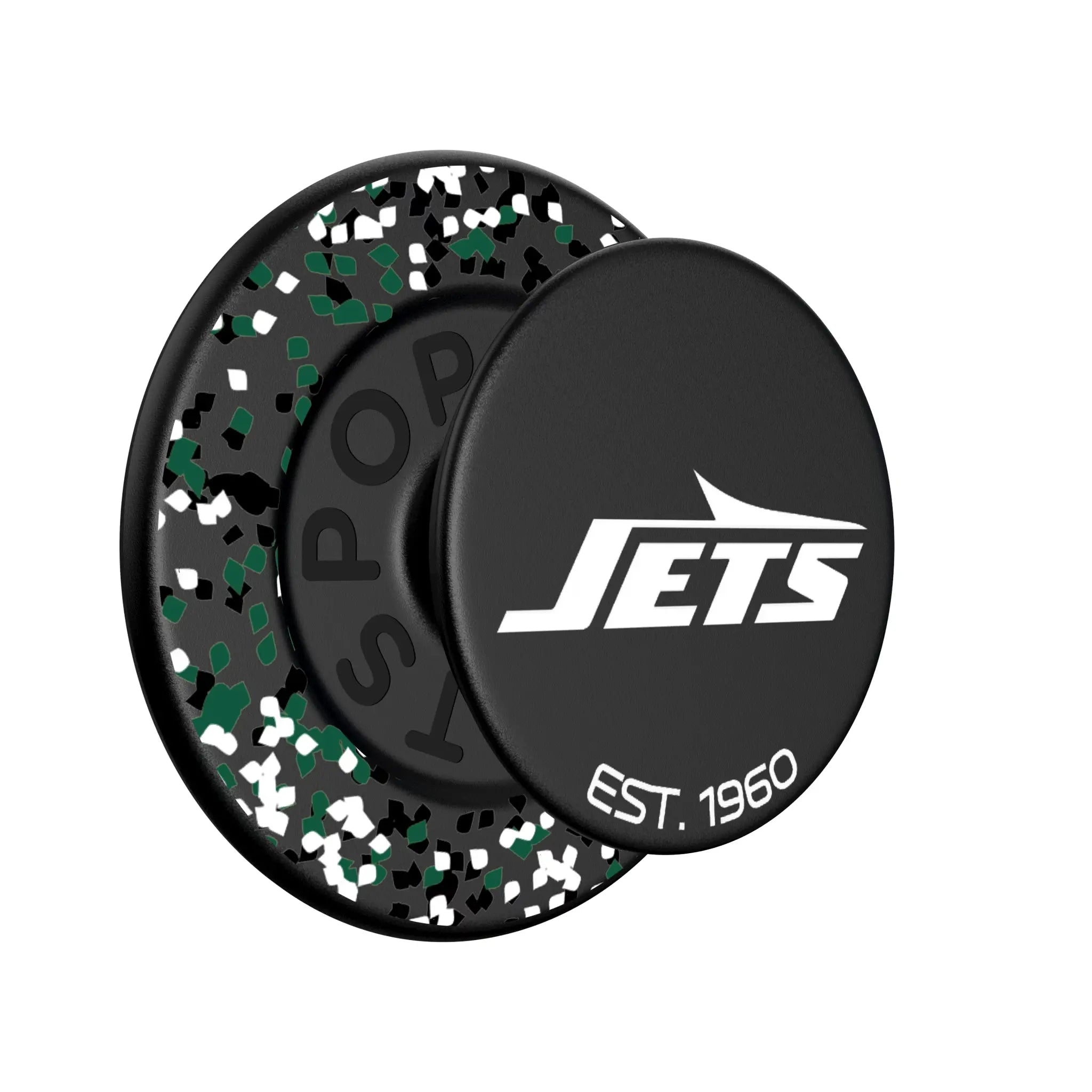New York Jets Confetti Popsockets Round Magnetic - Isometric View