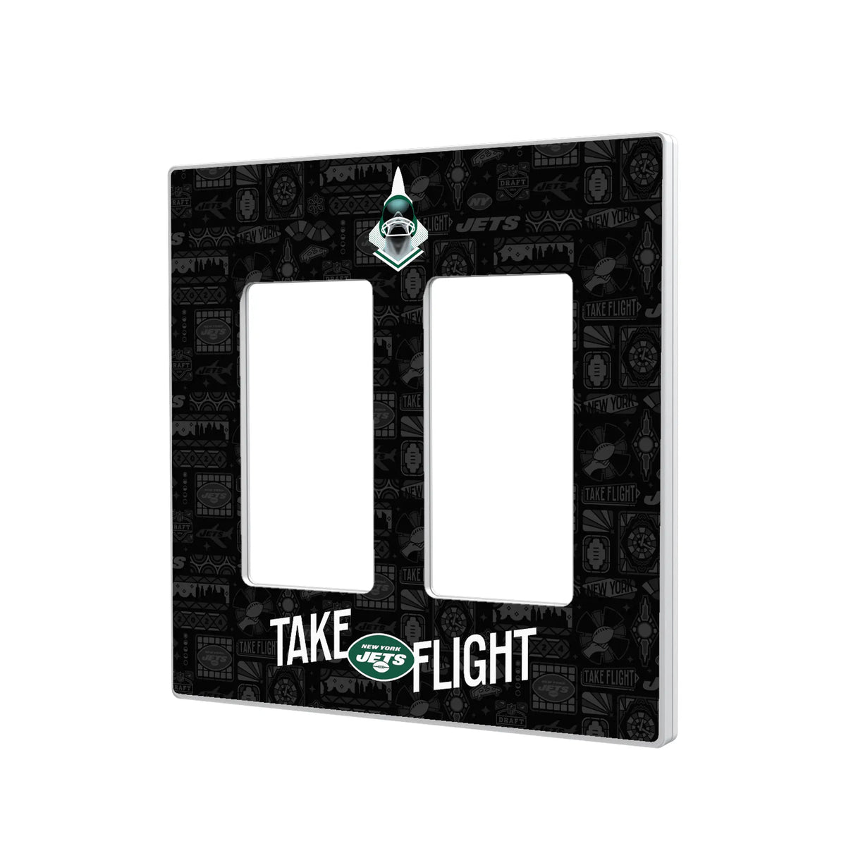 New York Jets Deco Hidden-Screw Light Switch Plate#Style_Double Rocker
