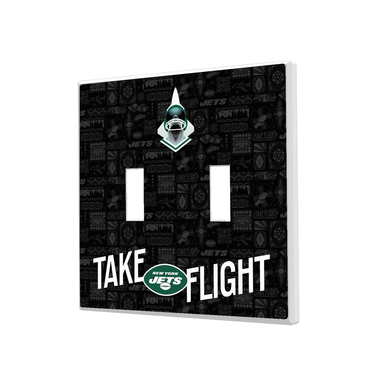 New York Jets Deco Hidden-Screw Light Switch Plate#Style_Double Toggle
