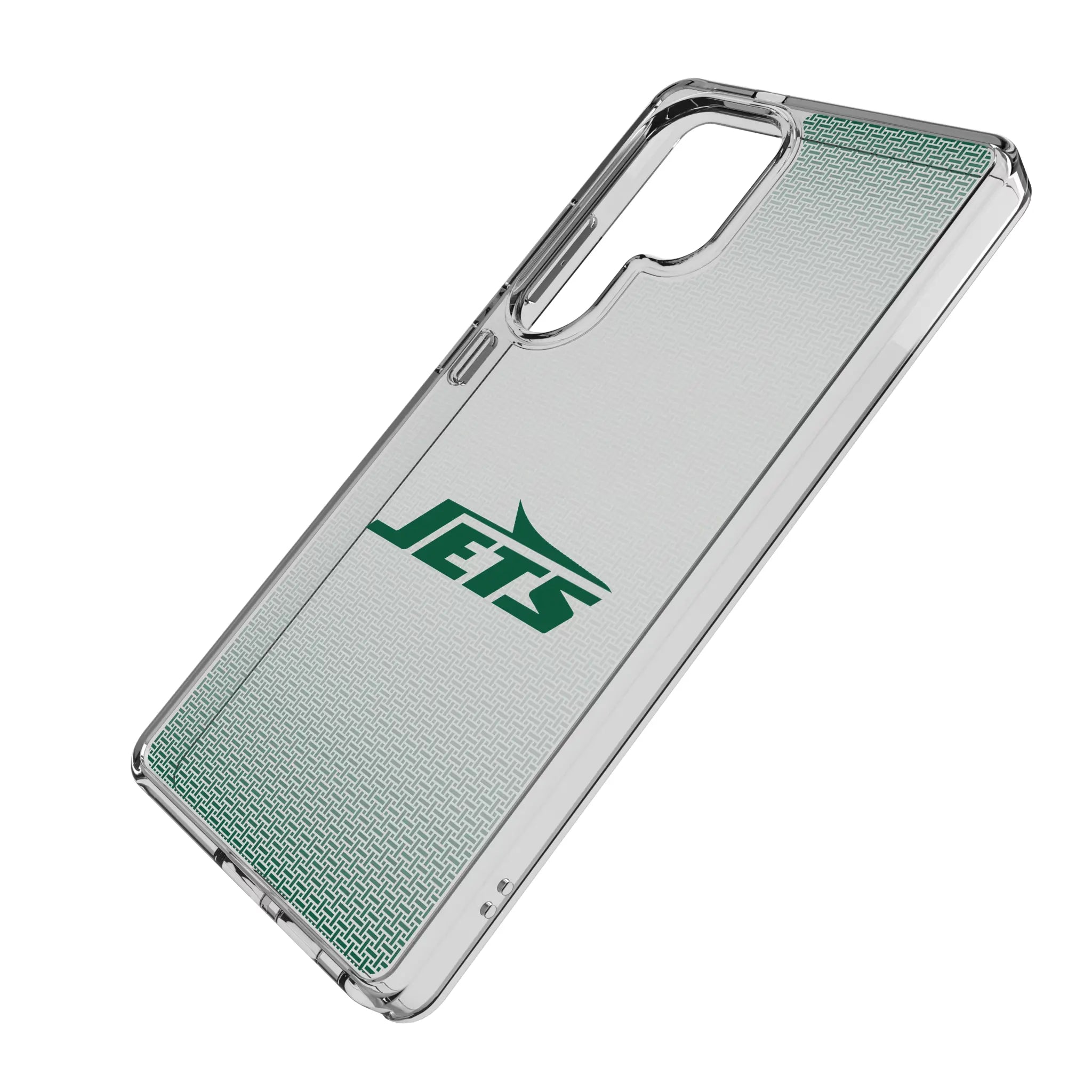New York Jets Linen Galaxy Clear Phone Case for Samsung Galaxy - Isometric View#Device_Galaxy S25 Ultra