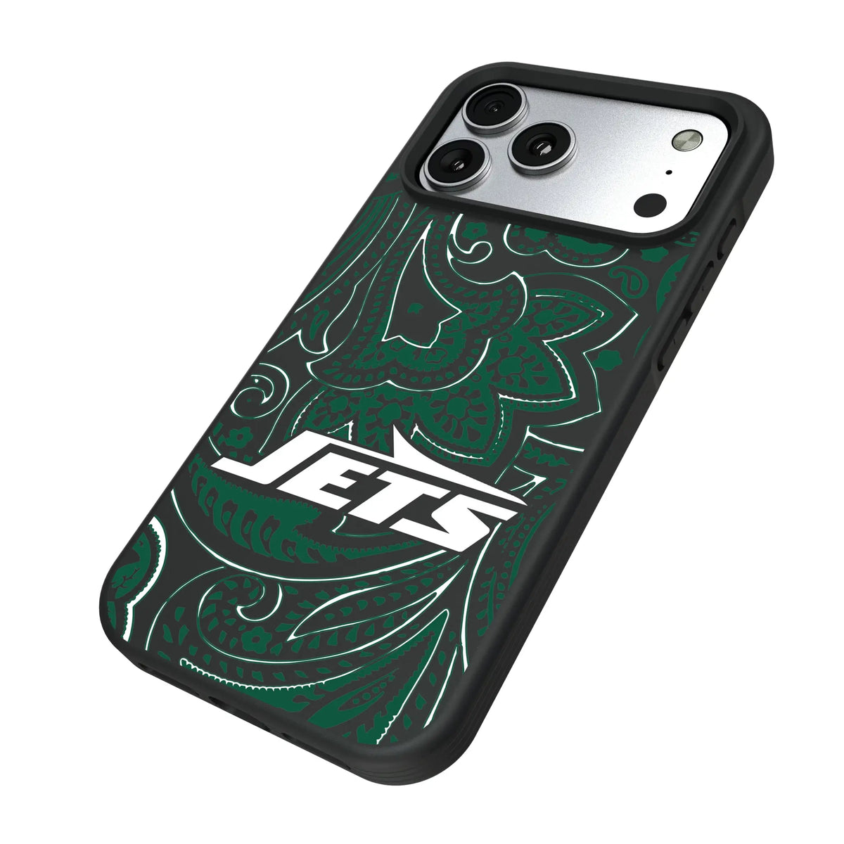 New York Jets Paisley iPhone Bump Phone Case for Apple iPhone - Isometric View#Device_iPhone 17 Pro Max