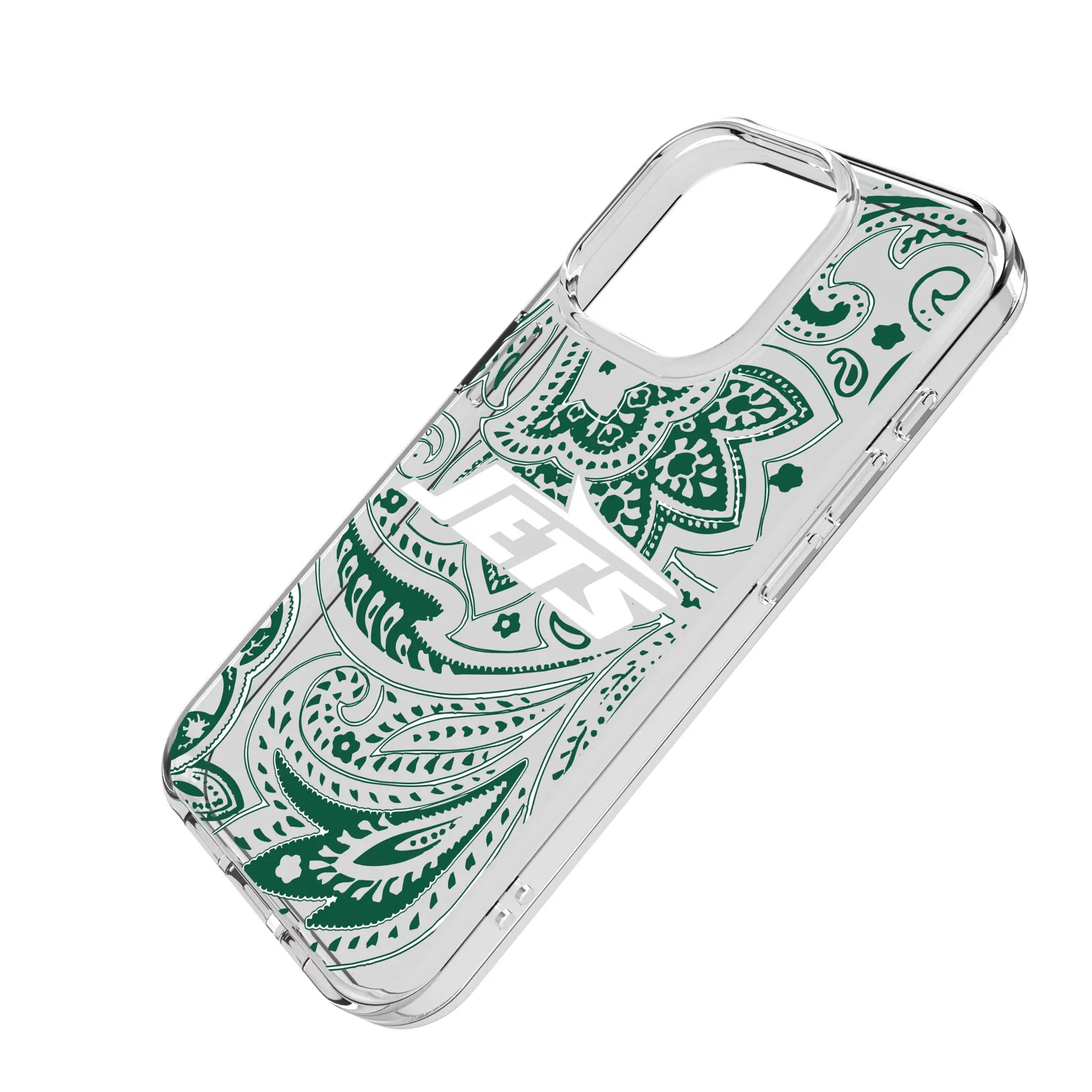 New York Jets Paisley iPhone Clear Phone Case for Apple iPhone - Isometric View