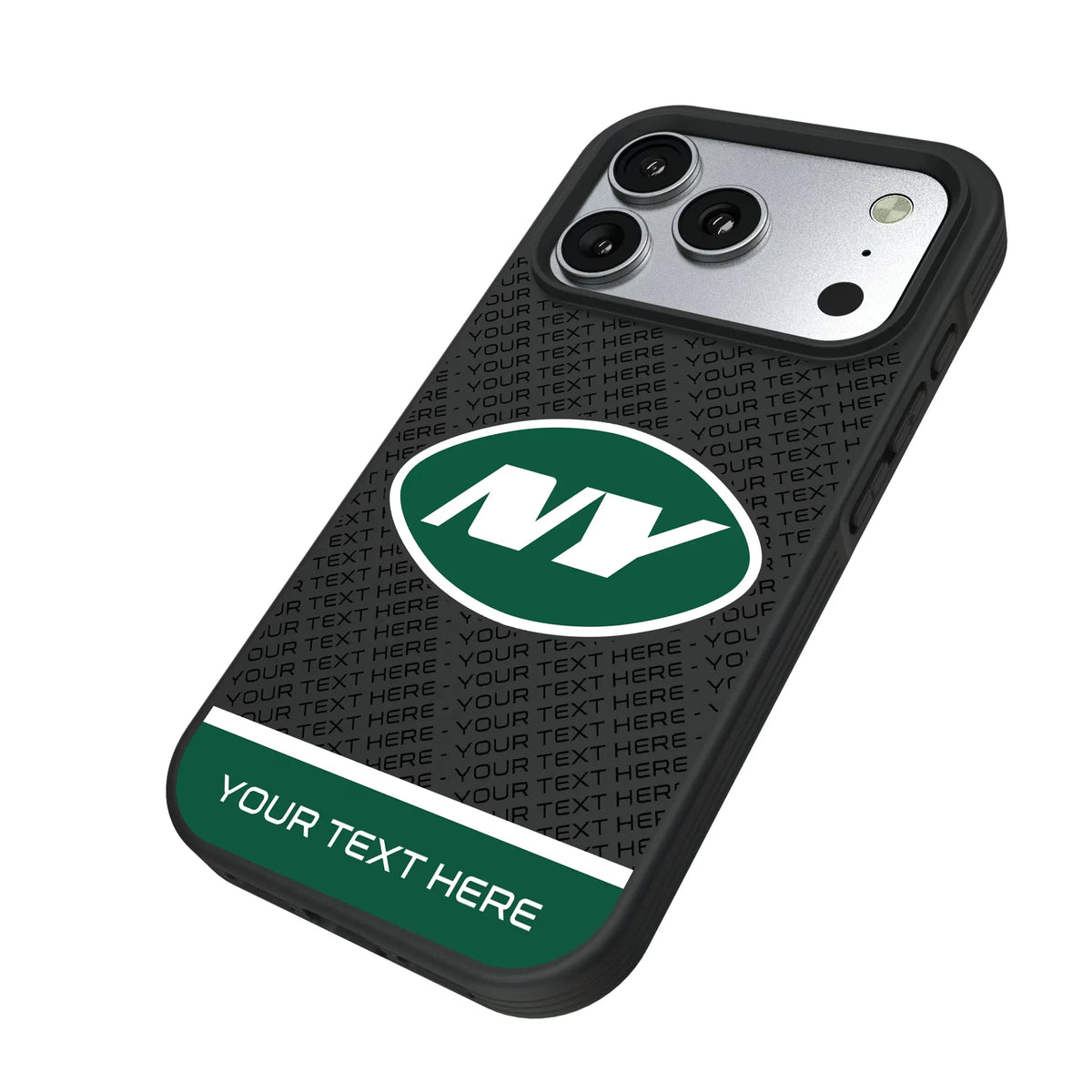 New York Jets Personalized EndZone Plus iPhone Bump Phone Case for Apple iPhone - Isometric View#Device_iPhone 17 Pro
