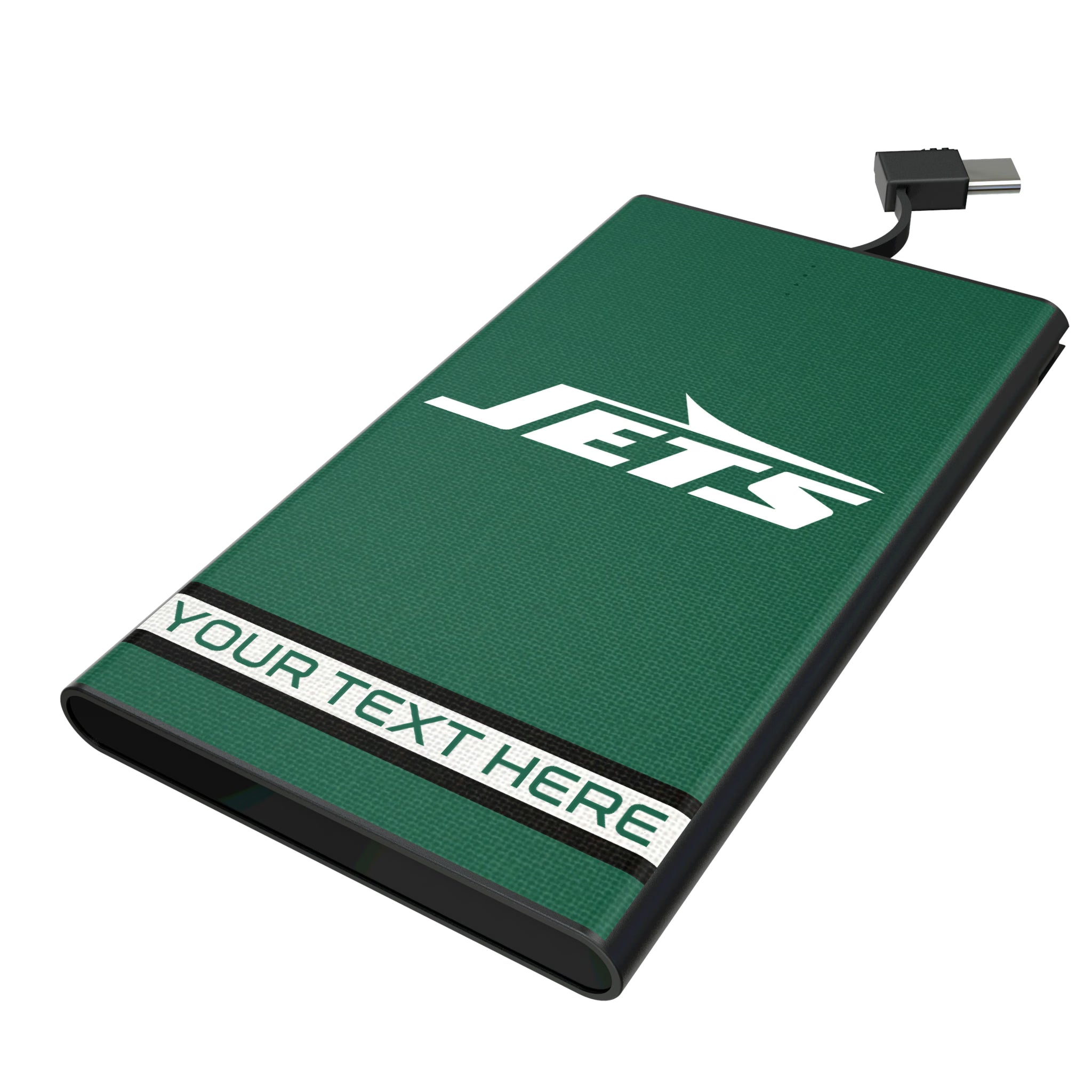 New York Jets Personalized Stripe 5000mAh Flat Powerbank