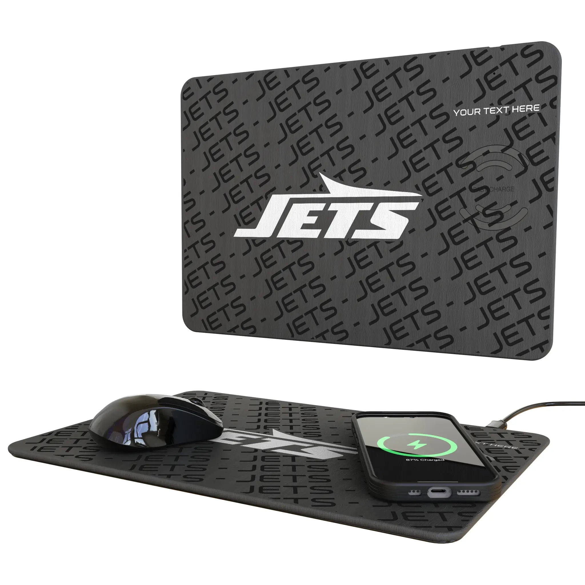 New York Jets Personalized Tilt 15-Watt Wireless Charger and Mouse Pad