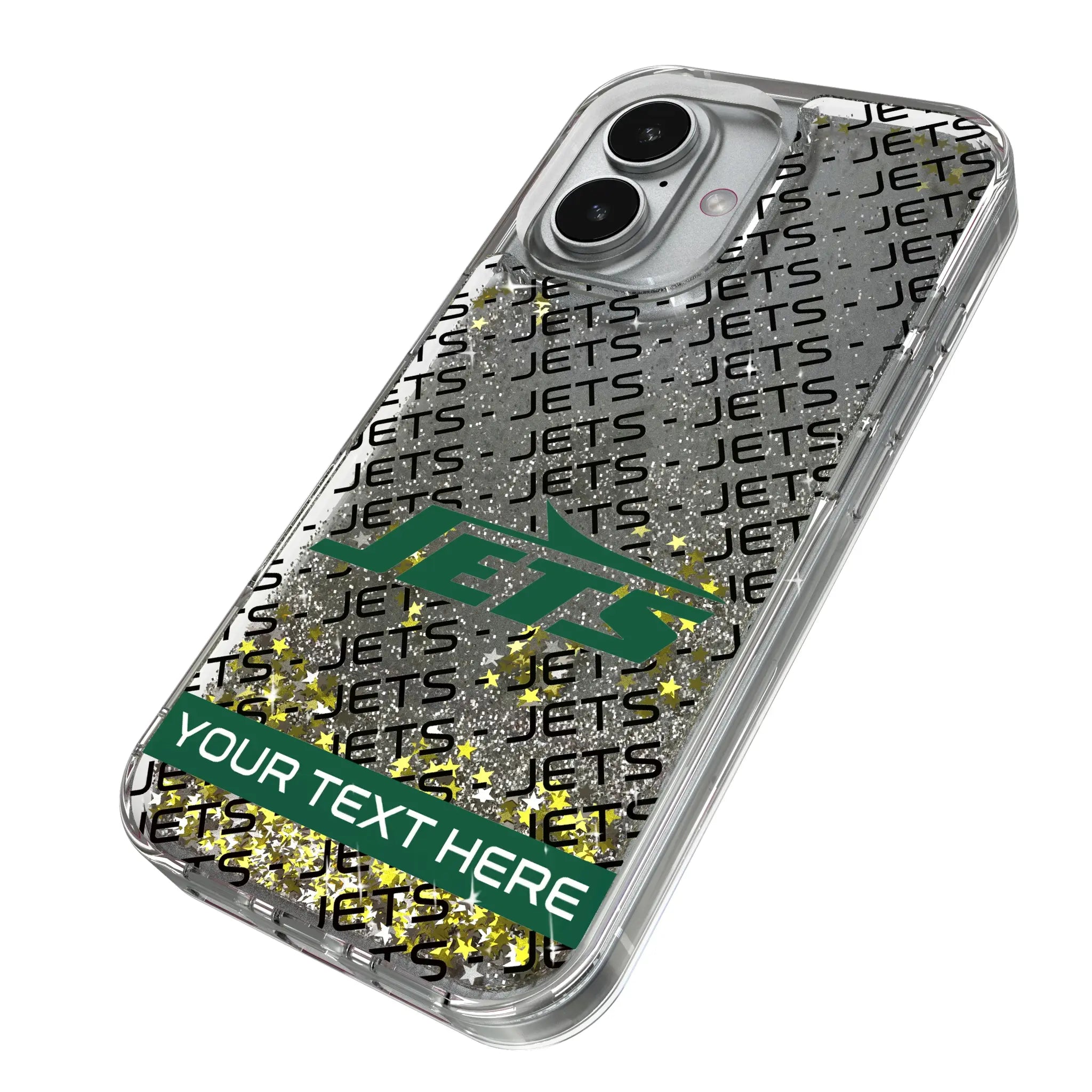 New York Jets Personalized Tilt iPhone Glitter Phone Case for Apple iPhone - Isometric View
