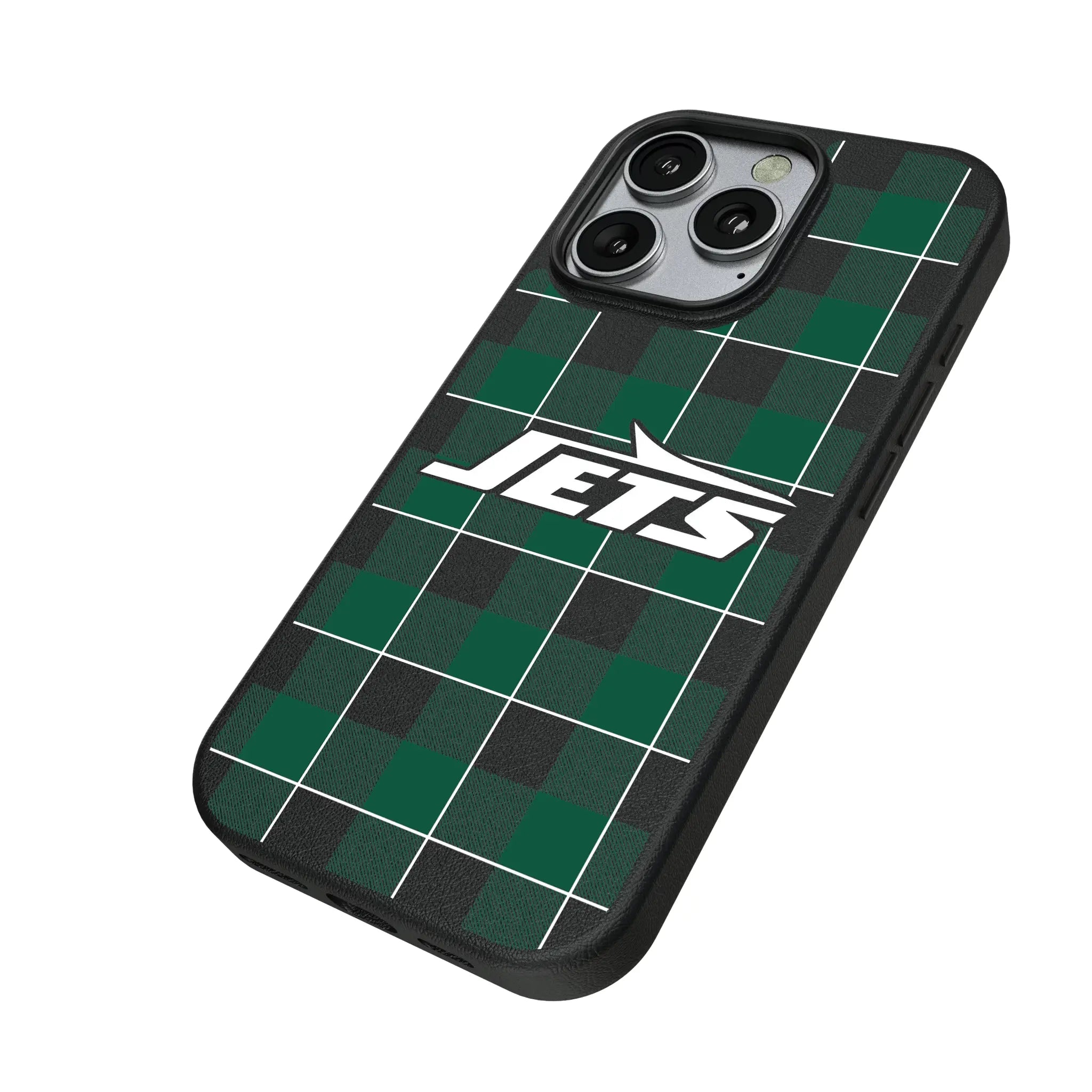 New York Jets Plaid iPhone MagSafe Compatible Phone Case for Apple iPhone - Isometric View