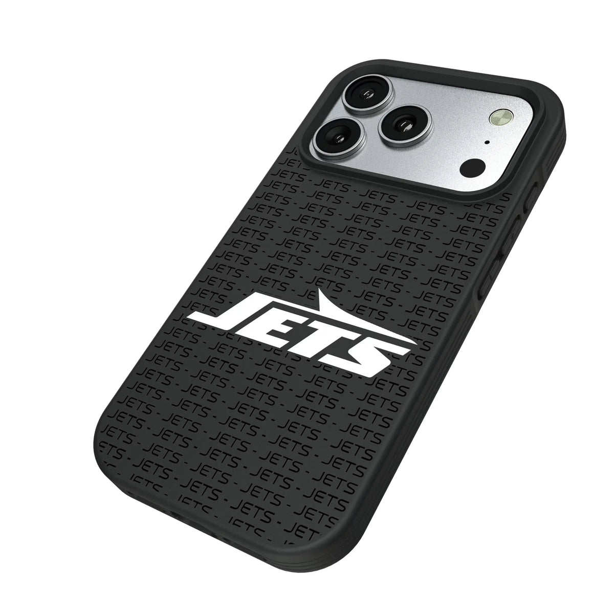 New York Jets Text Backdrop iPhone Bump Phone Case for Apple iPhone - Isometric View#Device_iPhone 17 Pro