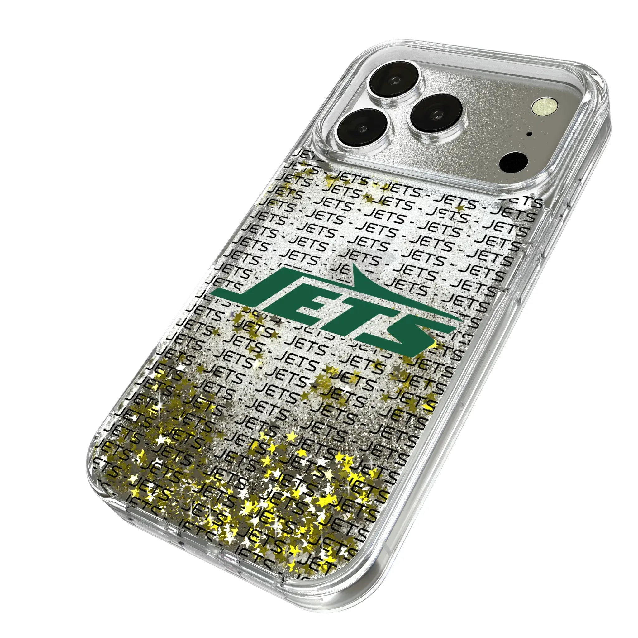 New York Jets Text Backdrop iPhone Glitter Phone Case for Apple iPhone - Isometric View