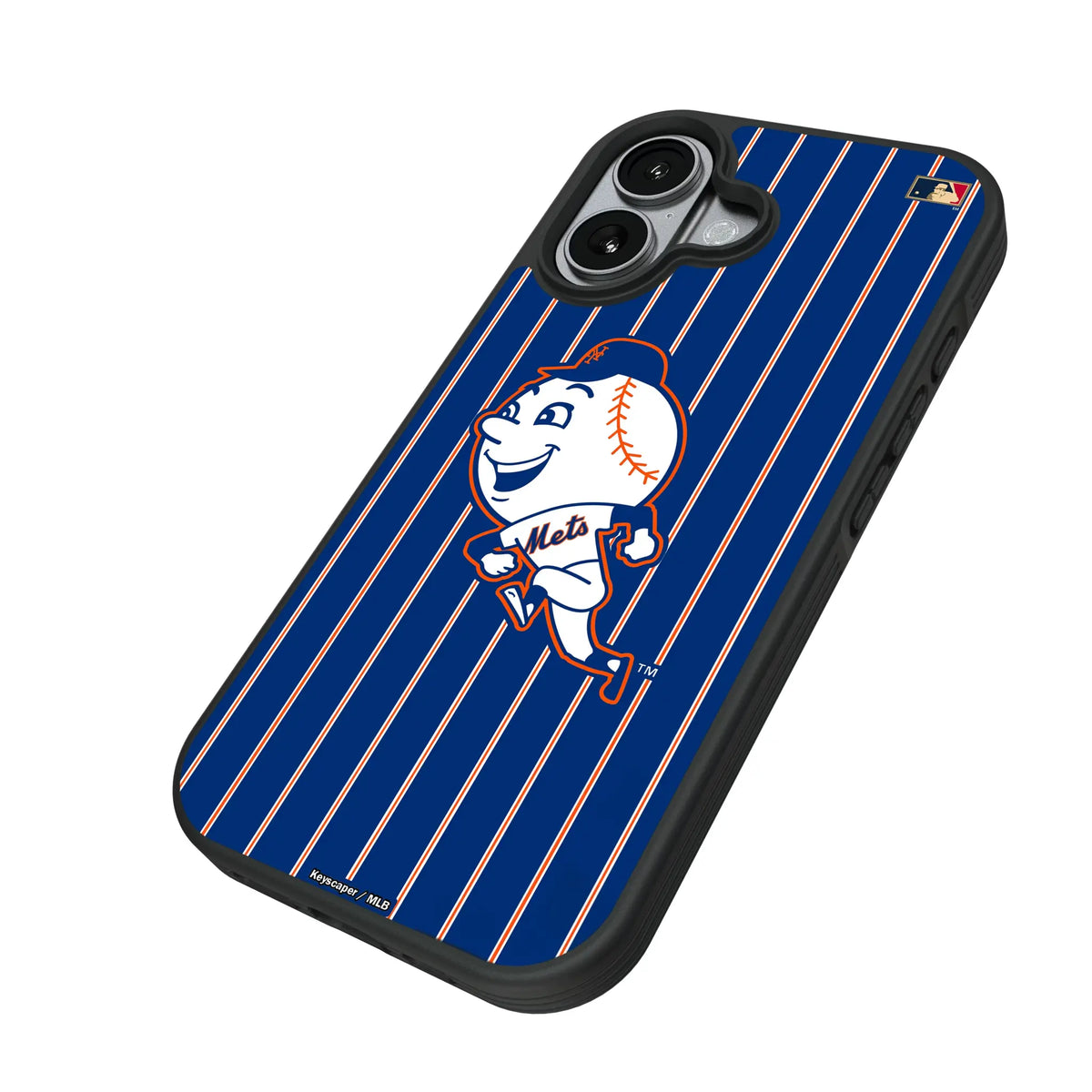 New York Mets 2014 - Cooperstown Collection Pinstripe iPhone Bump Phone Case for Apple iPhone - Isometric View#Device_iPhone 17