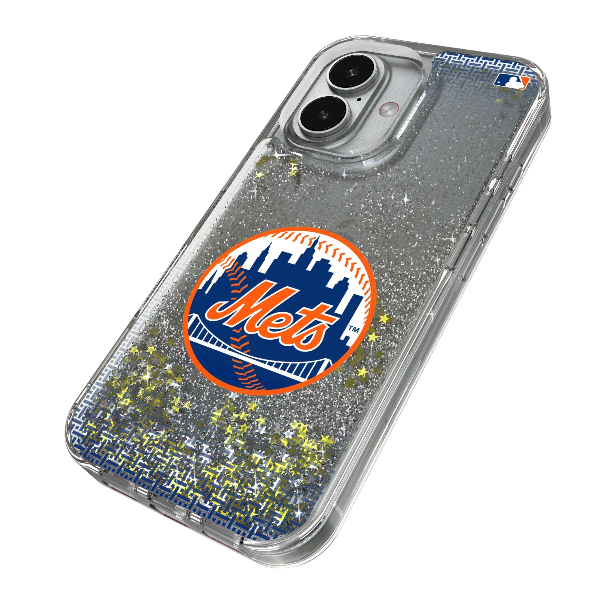 New York Mets Linen iPhone Glitter Phone Case for Apple iPhone - Isometric View