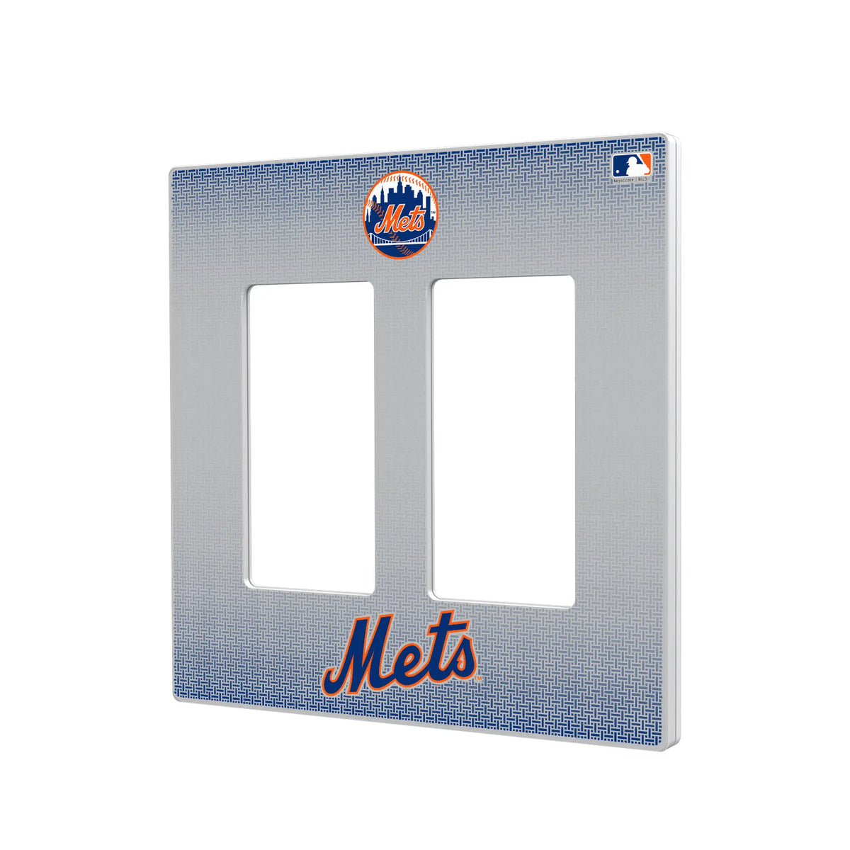 New York Mets Linen Hidden-Screw Light Switch Plate#Style_Double Rocker
