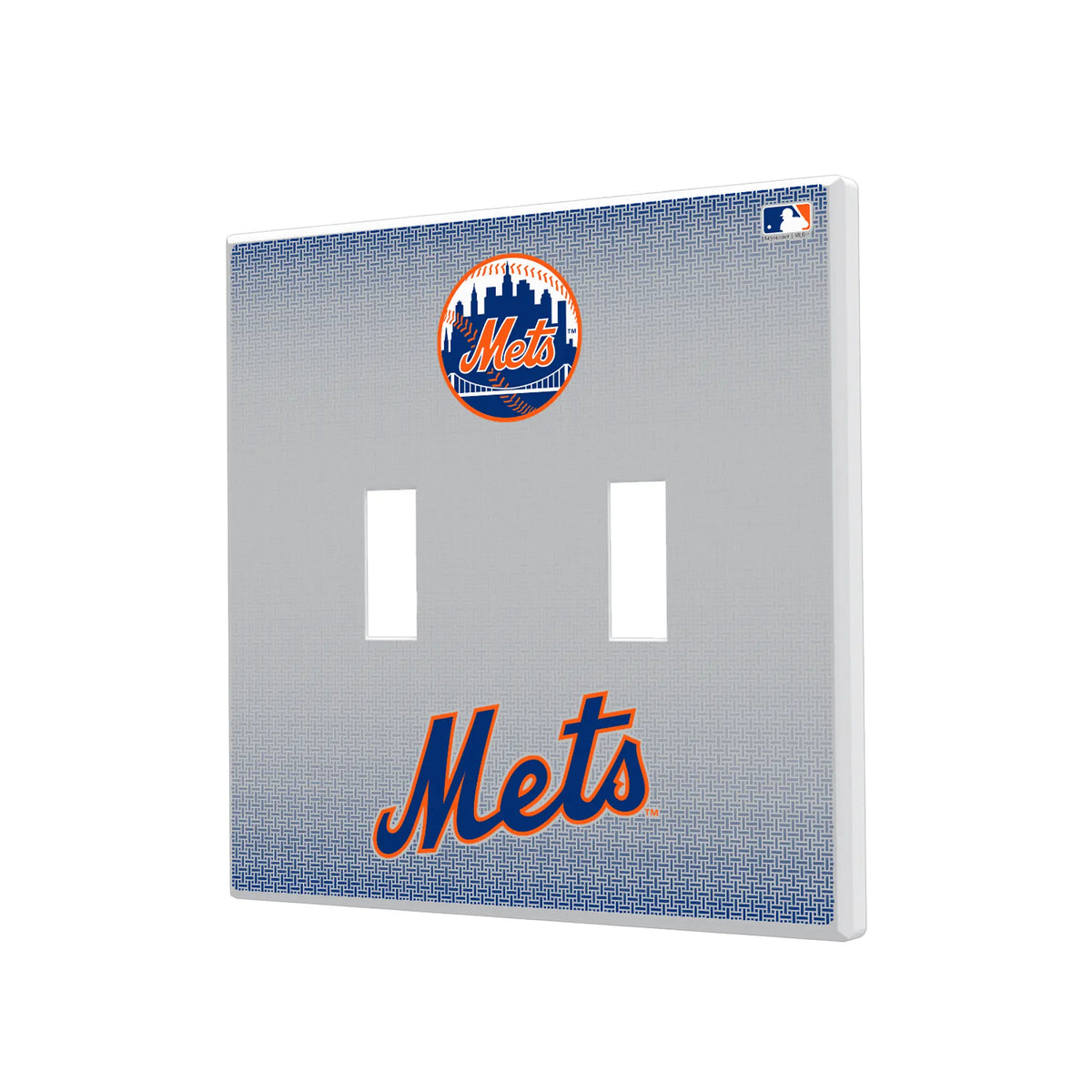 New York Mets Linen Hidden-Screw Light Switch Plate#Style_Double Toggle