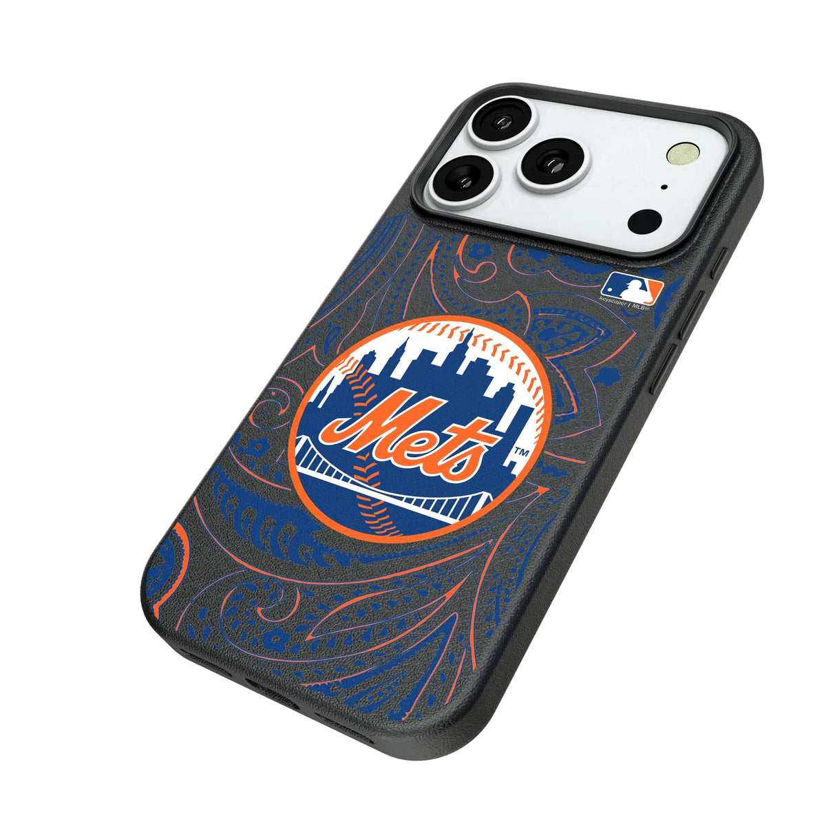 New York Mets Paisley iPhone MagSafe Compatible Phone Case for Apple iPhone - Isometric View#Device_iPhone 18 Pro