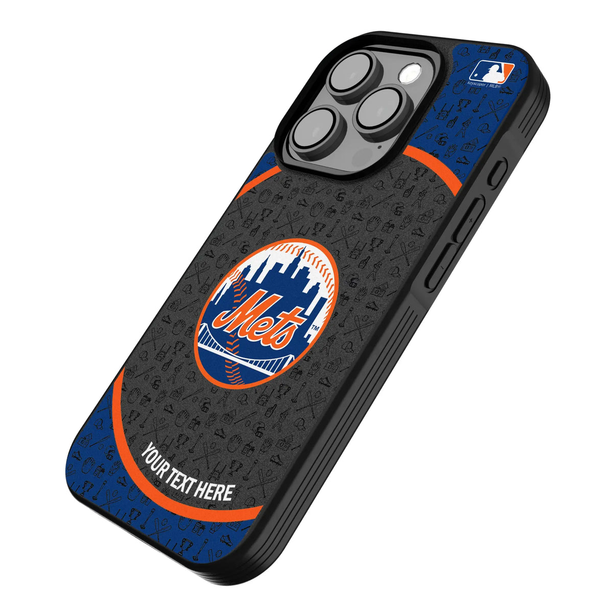 New York Mets Personalized Circle iPhone Bump Phone Case for Apple iPhone - Isometric View