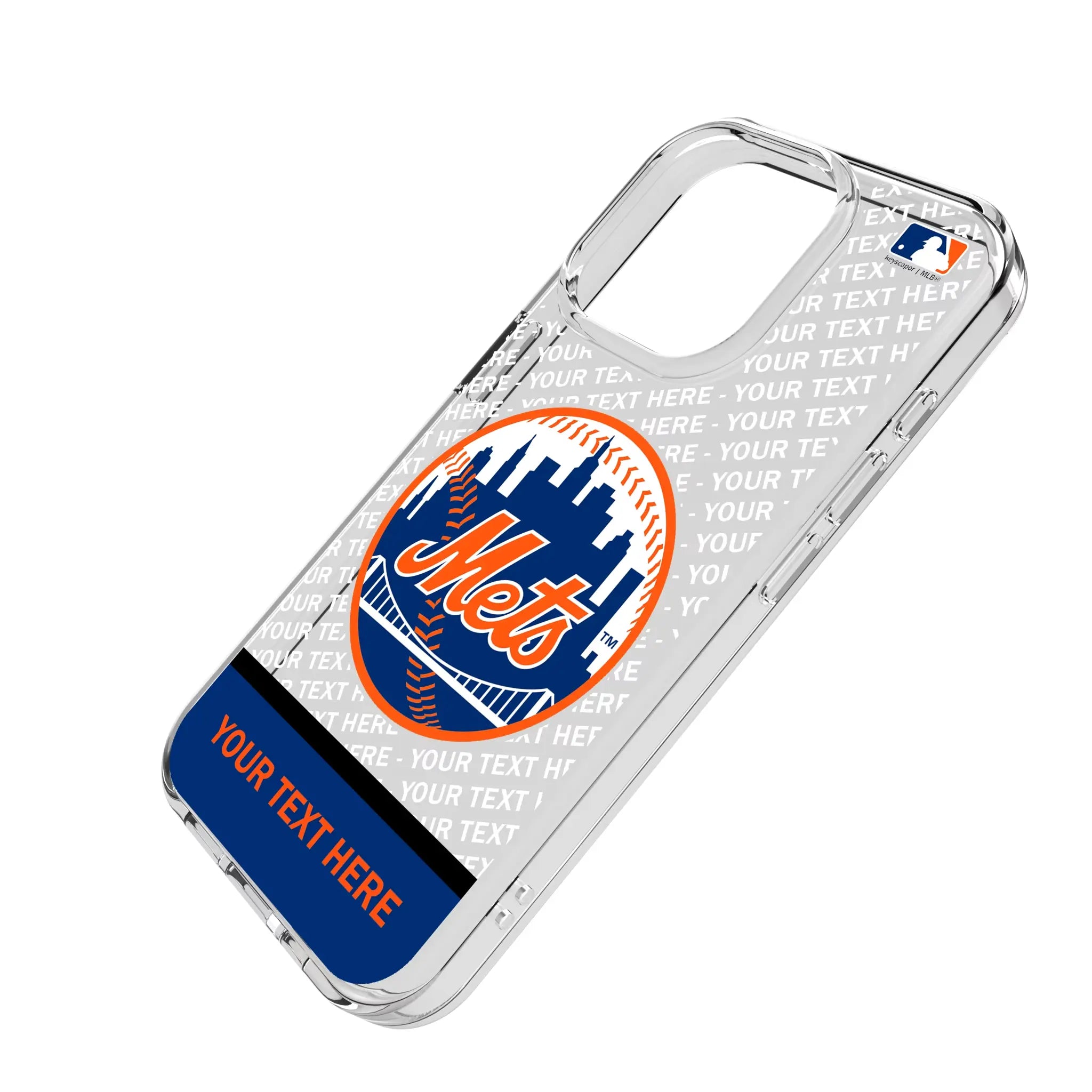 New York Mets Personalized EndZone Plus iPhone Clear Phone Case for Apple iPhone - Isometric View