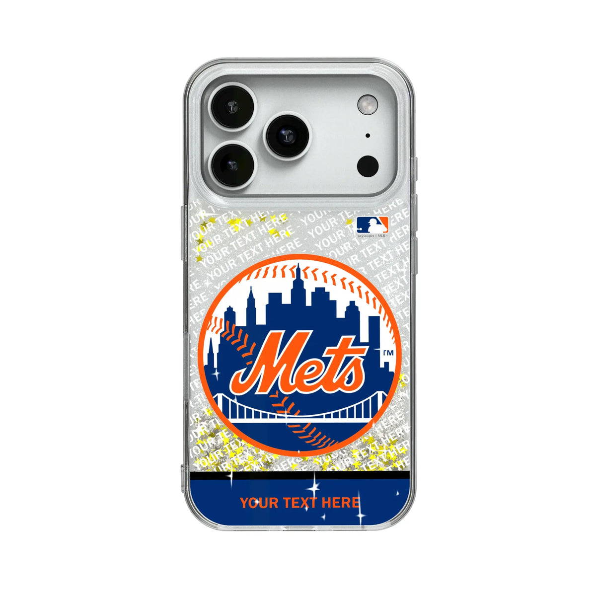 New York Mets Personalized EndZone Plus Glitter Phone Case for Apple iPhone