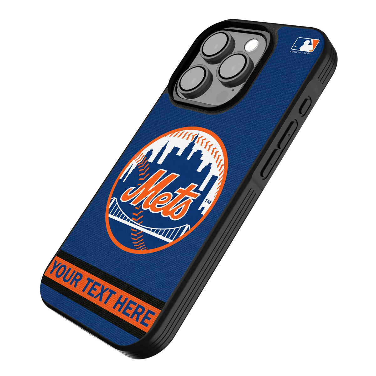 New York Mets Personalized Stripe iPhone Bump Phone Case for Apple iPhone - Isometric View