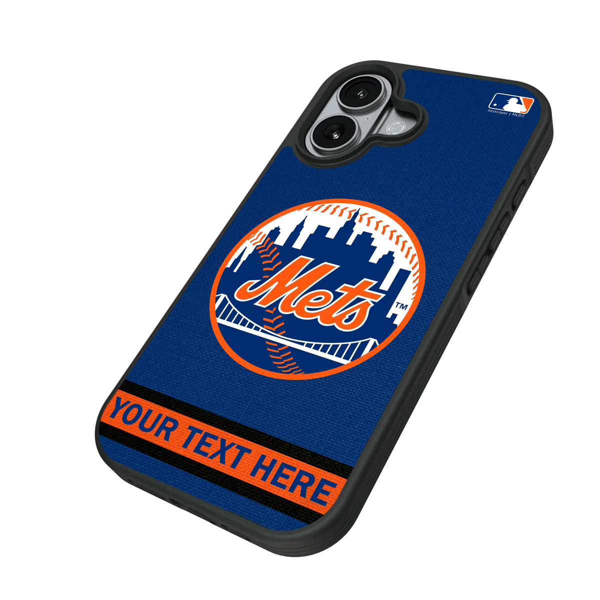 New York Mets Personalized Stripe iPhone Bump Phone Case for Apple iPhone - Isometric View#Device_iPhone 17