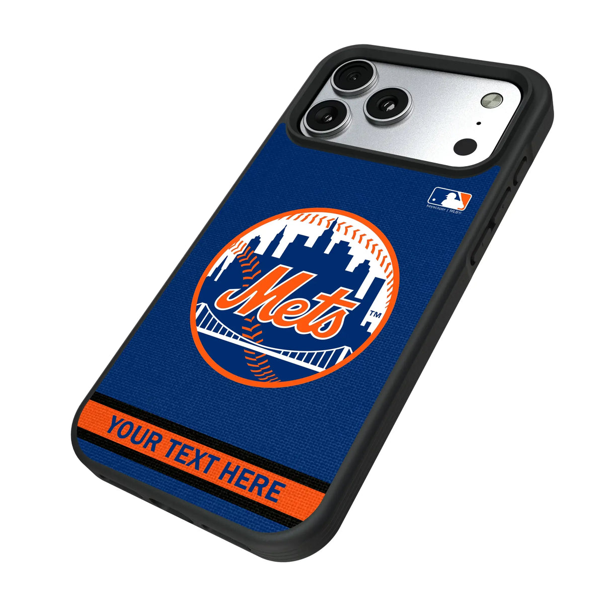 New York Mets Personalized Stripe iPhone Bump Phone Case for Apple iPhone - Isometric View#Device_iPhone 17 Pro Max