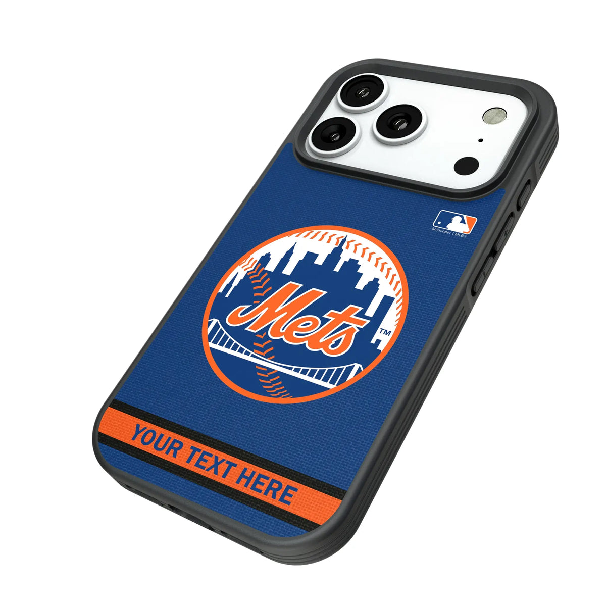 New York Mets Personalized Stripe iPhone Bump Phone Case for Apple iPhone - Isometric View#Device_iPhone 18 Pro