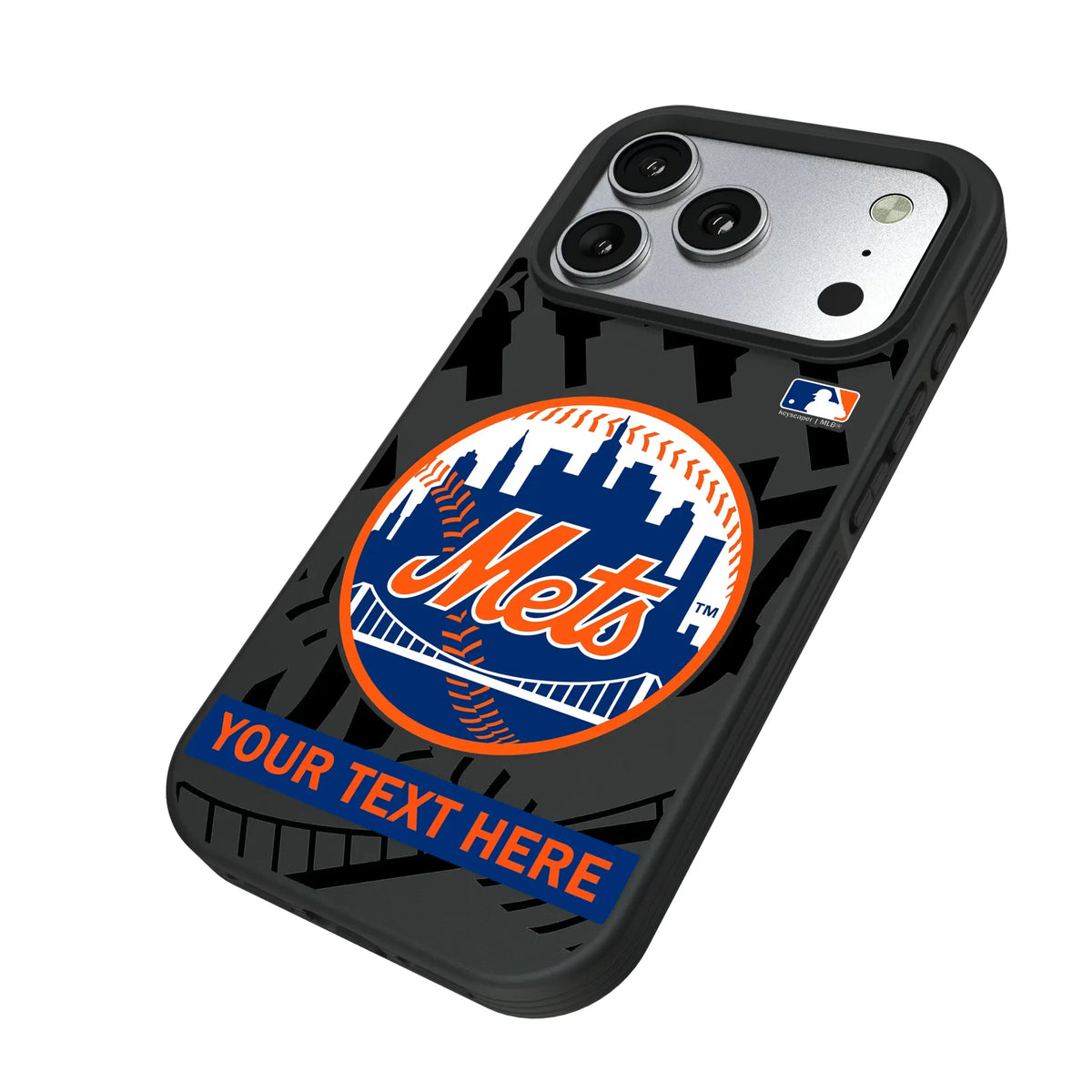New York Mets Personalized Tilt iPhone Bump Phone Case for Apple iPhone - Isometric View#Device_iPhone 17 Pro