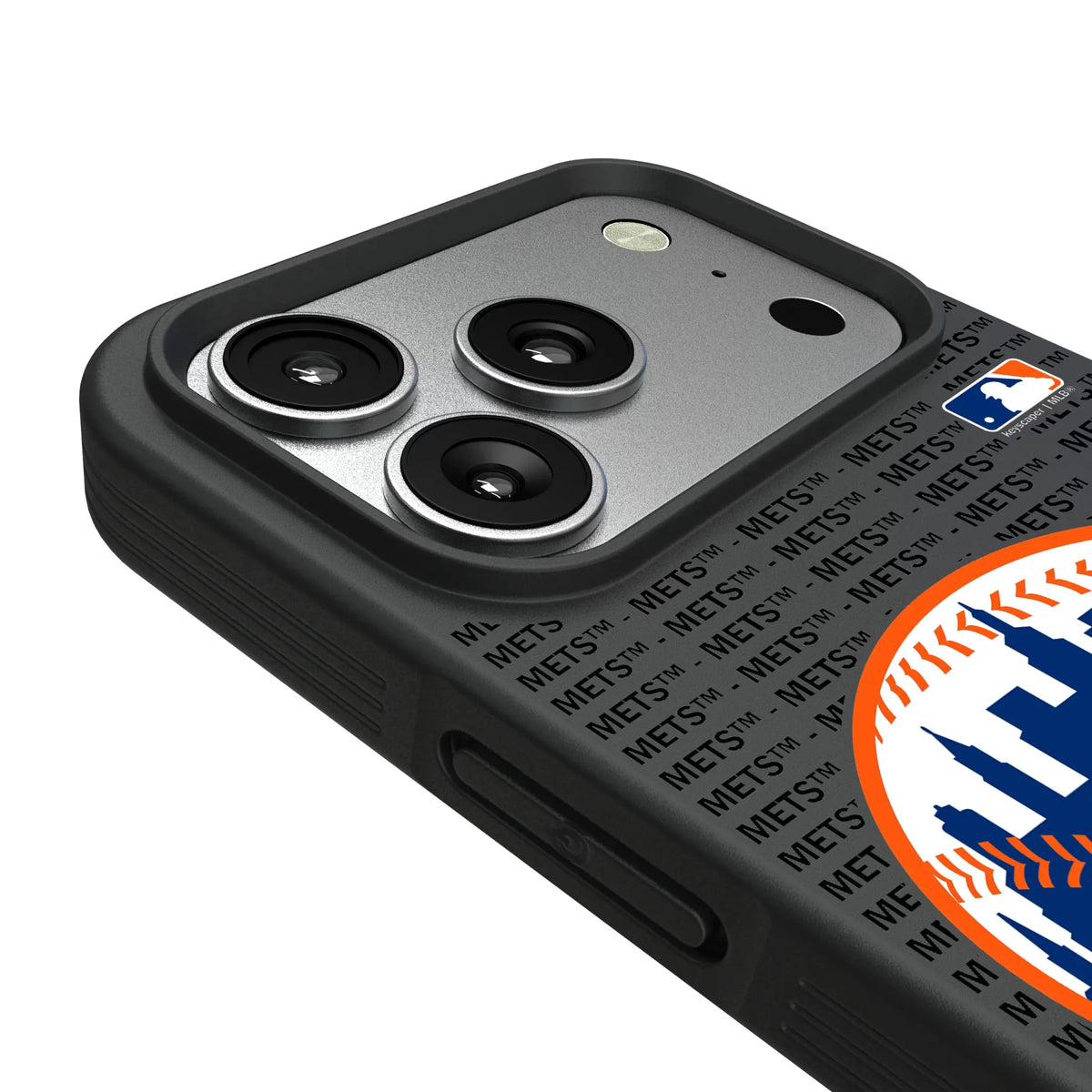 New York Mets Text Backdrop iPhone Bump Phone Case for Apple iPhone - Detail#Device_iPhone 17 Pro
