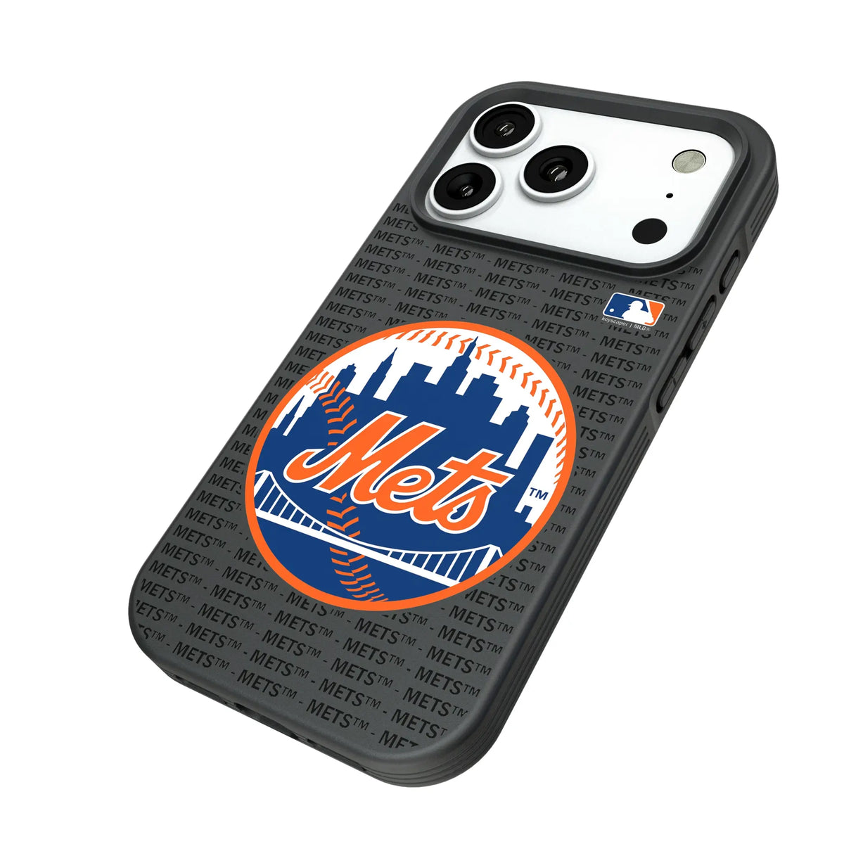 New York Mets Text Backdrop iPhone Bump Phone Case for Apple iPhone - Isometric View#Device_iPhone 18 Pro