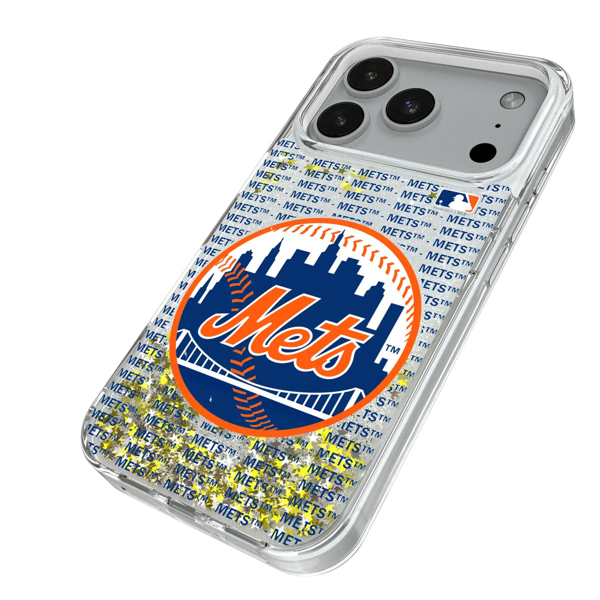 New York Mets Text Backdrop iPhone Glitter Phone Case for Apple iPhone - Isometric View#Device_iPhone 18 Pro